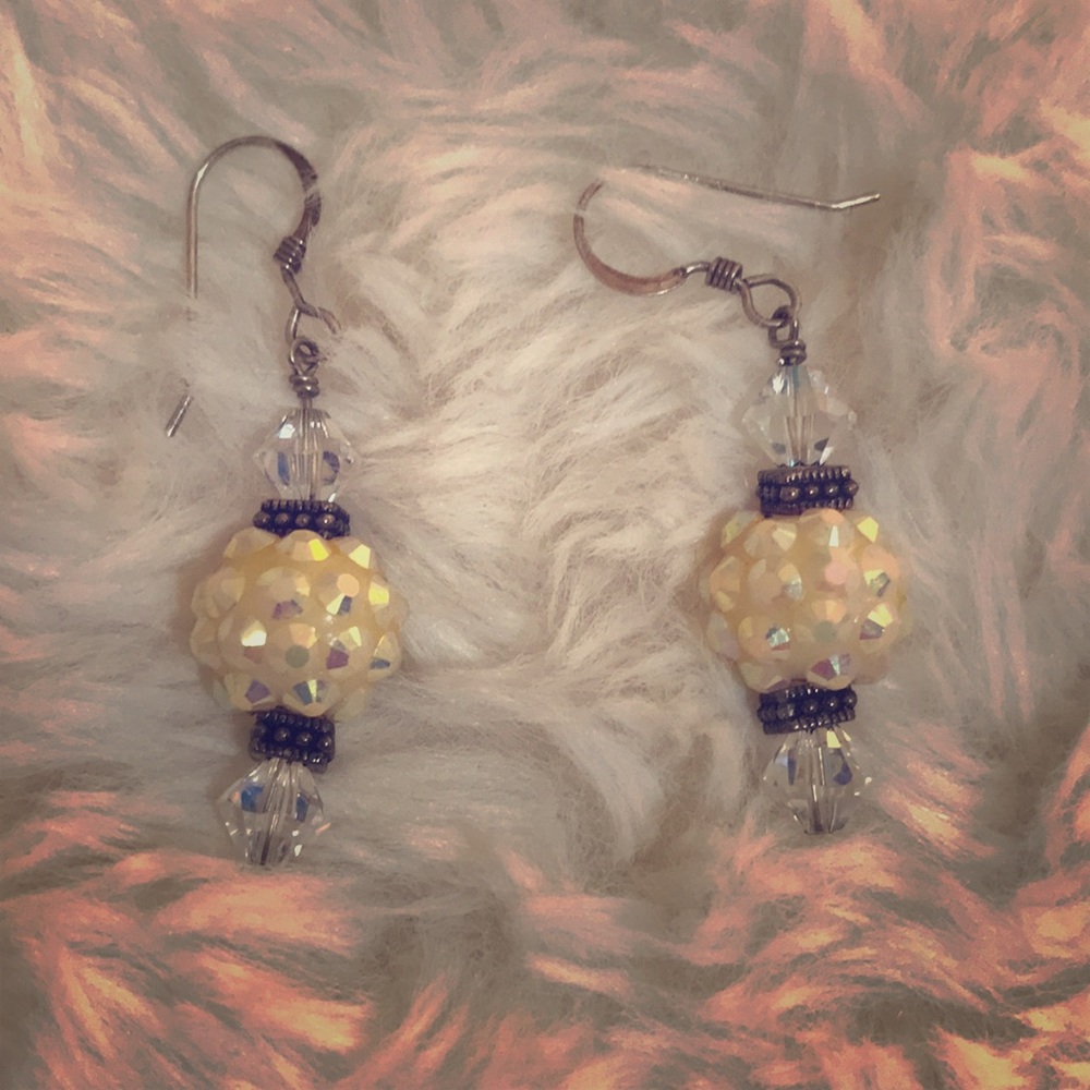 Funky opal-like handmade earrings